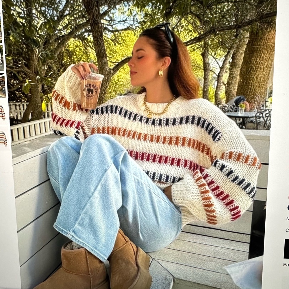 NWT- women’s Striped Color Block Oversized Sweater